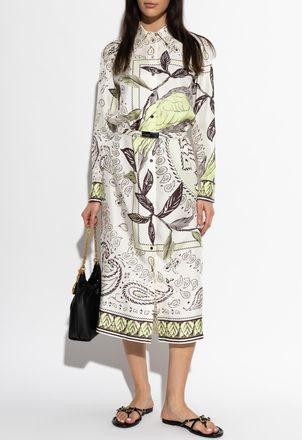 Tory Burch Silk Dress With Print, Womens, White