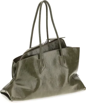 The Attico Womens Shoulder Bag La Passeggiata Calf Leather Patent Green