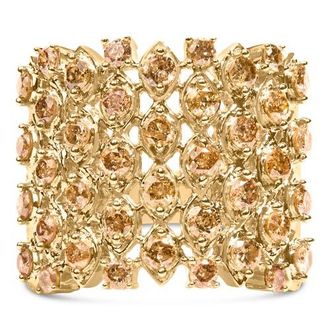 House of Brilliance 10K Yellow Gold 2.0 Cttw Brown Diamond Mesh Link Cocktail Ring at Nordstrom, Size 7