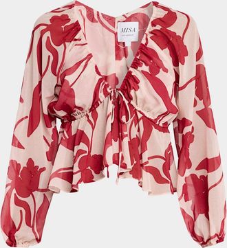 Misa Susan Cherry Floral Peplum Blouse