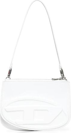 Diesel Witte leren schoudertas met Oval D-logo - Dames - Schoudertassen - Wit - ONE Size - Leer - Tassen