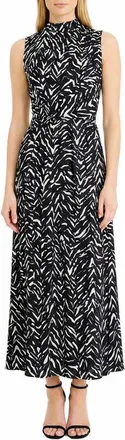 Maggy London Inverted Streaks Sleeveless A-Line Dress in Vanilla/midnight at Nordstrom, Size 12