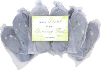 MODO Wedding/Party Glitter Flip Flops 10 Pack In Organza Bags. Choice of colour and Size ((3-4UK x 2) (5-6UK x 5) (7-8UK x 3), Grey)