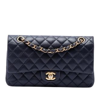 Chanel Pre-owned Double Flap Shoulder Bag - Dames - Pre-owned - Blauw - Maat: ONE Size Leer