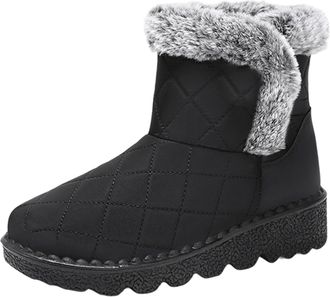 Generic Womens Winter Boots Insulated Warm Soft Sole High Top Ankle Boots For Outdoor Activities And Daily Wear Snow Booties(Black, 4.5)