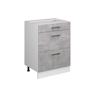 Vicco Mueble Bajo De Cocina R-line, Hormig&oacute;n, 60 Cm Con Cajones, Sin Encimera