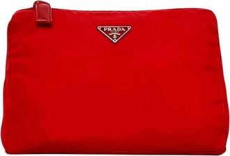 Prada Pre-owned Vintage Pouch - unisex - Vintage Clutch - Rood - ONE Size - Nylon - Vintage