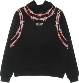 Phobia Archive Barbed Wire Print Hoodie - Heren - Hoodies - Zwart - S - Katoen - Hoodies & sweatvesten