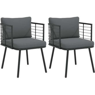 vidaXL Vidaxl - Sillones De Jard&iacute;n Con Cojines 2 Uds Rat&aacute;n Sint&eacute;tico Negro