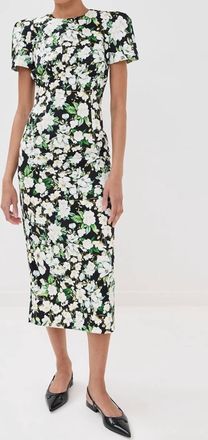 Kika Vargas Sygne Midi Dress In Black Magnolia