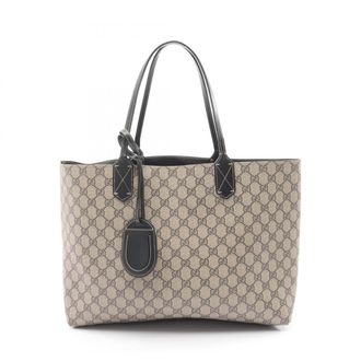 Gucci Beige Black Leather Pvc Tote Bag (Pre-Owned)