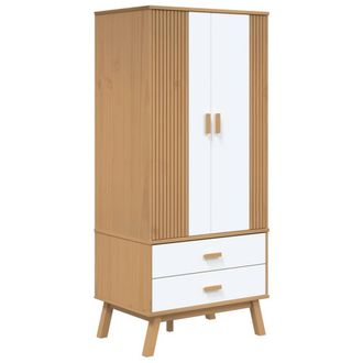 Berkfield Home Wardrobe OLDEN White & Brown 76.5x53x172 cm Solid Wood Pine