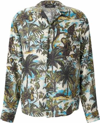 Dsquared2 Casual Shirts - Heren - Casual Overhemden - Veelkleurig - 2XL - Leer - Overhemden