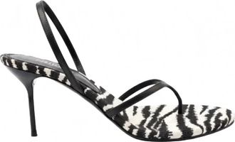 PARIS TEXAS Womens Lidia Thong Slingback Sandal In Black/white Zebra