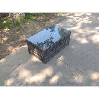 Fimous Fimous - Rattan Oblong Coffee Table Outdoor Garden Furniture Patio Furniture Dark Grey Mixed