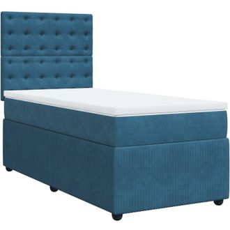 vidaXL Cama Box Spring Con Colch&oacute;n Terciopelo Azul Oscuro 80x200 Cm Vidaxl