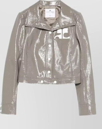 Courr&egrave;ges logo appliqu&eacute; cropped jacket