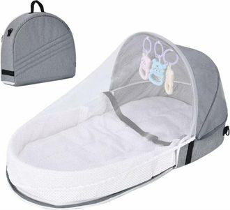 OEM 1 Cuna De Viaje Plegable Para Beb&eacute; Con Mosquitera, Nido Acogedor De Algod&oacute;n Transpirable, Port&aacute;til Para Beb&eacute;s De 0 A 36 Meses, Color Gris