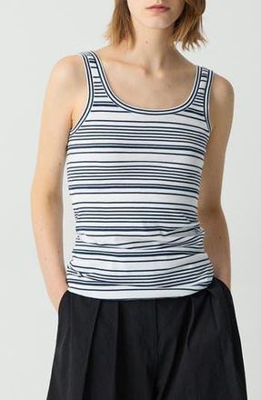 Theory Bram Stripe Pima Cotton Tank in Navy Multi at Nordstrom Rack, Size Medium