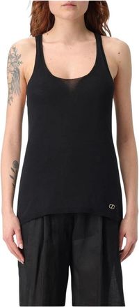 Twinset Sleeveless Tops, female, Black, XS, Elegant Lace Trim Top