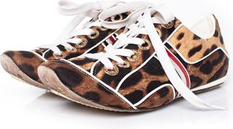 Dolce & Gabbana Pre-owned Womens & leopard sneakers - Multicolour Leather - Size 40.5 EU/IT