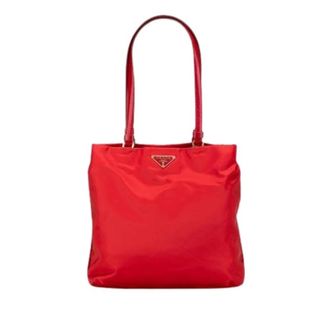 Prada Pre-owned Tote Bags, female, Red, Size: ONE SIZE Pre-owned Nylon Tote
