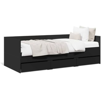 Berkfield Home Daybed with Drawers without Mattress Black 75x190 cm Small Single