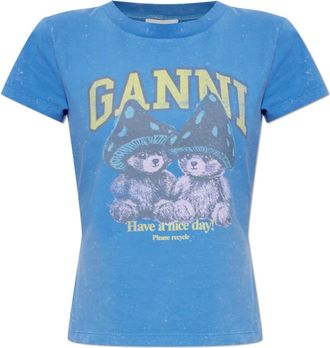 Ganni Dames, Tops, Blauw, Maat: S Katoen