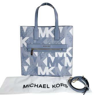 Michael Kors Blue Leather Shoulder Bag Tote Bag (Pre-Owned)
