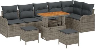 vidaXL Vidaxl - Garden Sofa Set Height-Adjustable 9 pcs Grey Poly Rattan