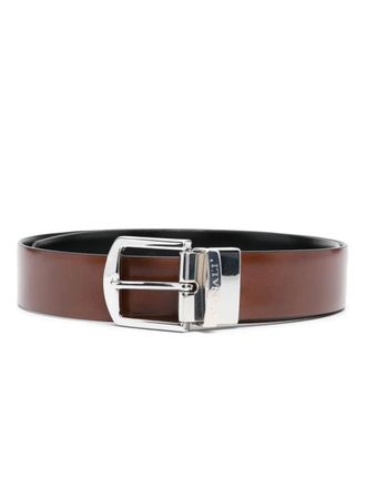 Canali logo-engraved reversible leather belt - Bruin