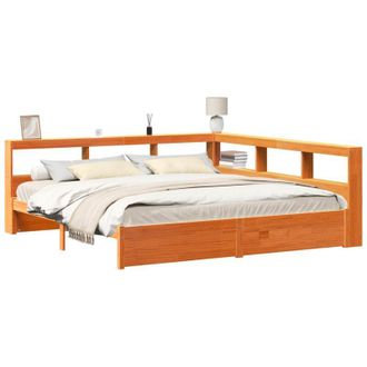 vidaXL Bookcase Bed 2 pcs Wax Brown 200 x 200 cm Solid Pine Wood vidaXL