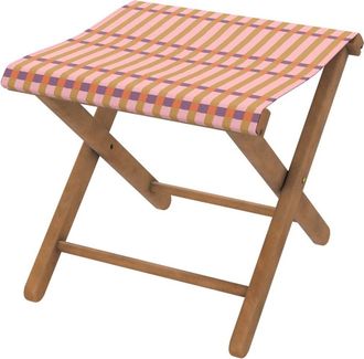 Vent de Boh&egrave;me Taburete plegable de haya y tela outdoor dise&ntilde;o de rayas rosa