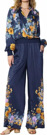 Current Air Floral Motif Wide Pants In Blue