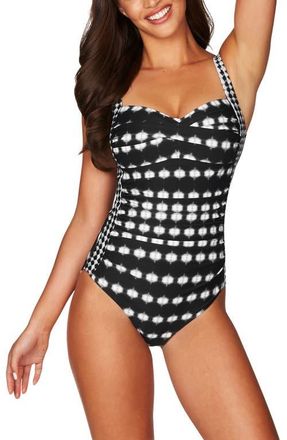 Sea Level Australia Twist Front Print One-Piece Swimsuit in Black at Nordstrom, Size 10 Us