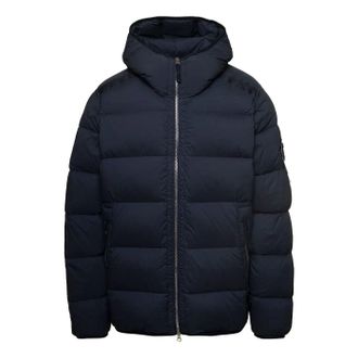 Stone Island Compass Patch Zip-Up Puffer Jacket Navy 791543728-V0020