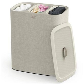 Joseph Joseph Joseph&joseph - Joseph Joseph Tota Cesto Para Ropa Sucia Con Separaci&oacute;n, 3 Compartimentos, F&aacute;cil De Vaciar, 90 Litros, Crudo (50021)