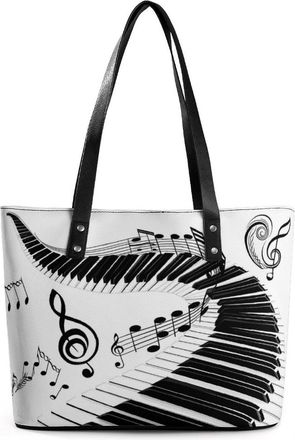 Generic Chic Music Piano Keyboard Note Tote Bags for Women Cute Shoulder Purses Handbags