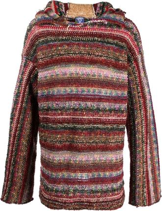 Vitelli striped recycled wool hoodie - men - Recycled Wool/Recycled Polyamide/Recycled Polyester - 3 - Red