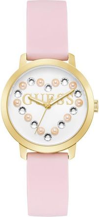 Guess Devotion Silicone Strap Watch, 36mm in White at Nordstrom