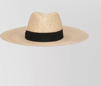 Borsalino wide brim straw hat black band