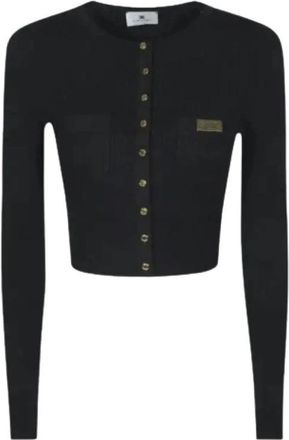 Elisabetta Franchi Cardigan - Dames - Vesten - Zwart - L - Leer - Truien & Vesten