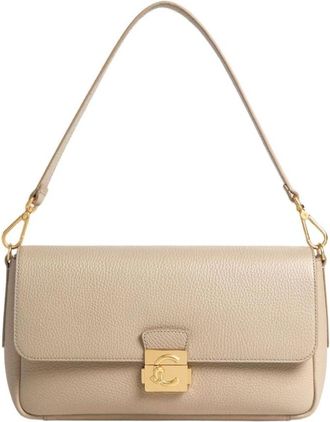 Coccinelle C-Me Lock Large Schoudertas - Dames - Schoudertassen - Beige - ONE Size - Leer - Tassen