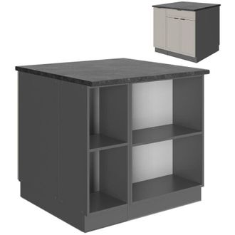 Vicco Isla De Cocina Fame-line, Grisbeige, 90 Cm Con Caj&oacute;n, Sin Encimera, Vicco