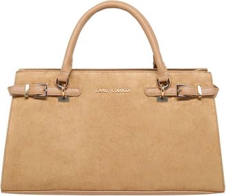 Carlo Colucci Handtas van su&egrave;delook - Dames - Handtassen - Beige - ONE Size - Su&egrave;de - Tassen