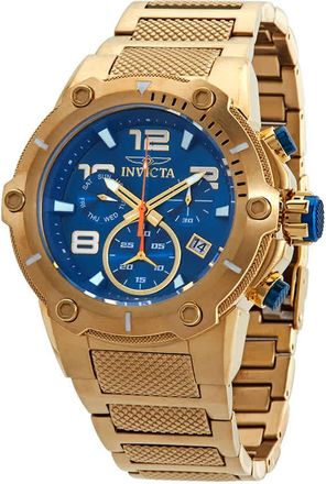 Invicta Speedway Chronograph Blue Dial Gold Ion-plated Mens Watch 19532