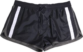 Dolce & Gabbana Zwart Witte Polyester Logo Elastic Taille Badmode