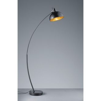Reality Reality Leuchten - Recife L&aacute;mpara De Pie Arqueada 1 X E27 Pantalla Metal Negro Interior Oro Trio Iluminaci&oacute;n