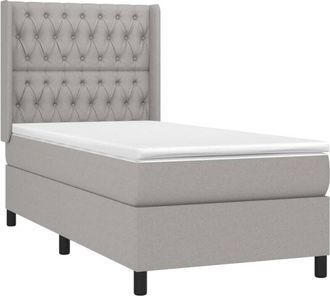 vidaXL Vidaxl - Cama Box Spring Con Colch&oacute;n Tela Gris Claro 90x190 Cm