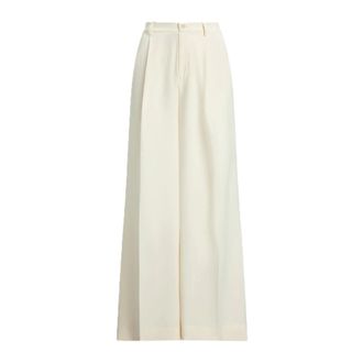 Ralph Lauren Wide Trousers, female, Beige, Size: 2XS Kirahn Full-Length Pleated Trousers